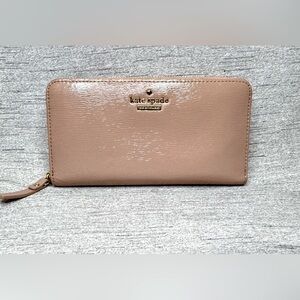 Kate Spade Dusty Pink / Taupe Lacey Cedar St Patten Leather Accordion Zip Wallet